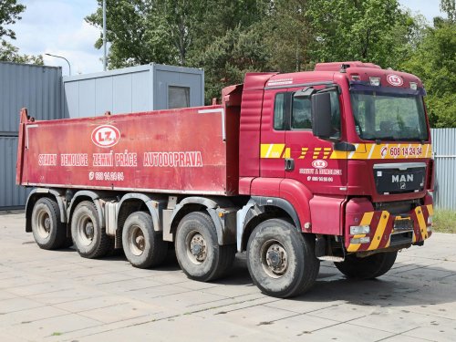 MAN TGS 50.440, 10x8, EURO 5, 32 TUN, HLINÍKOVÝ DUMPER, 32 CBM, ZVEDACÍ NÁPRAVA, 3 NATÁČECÍ NÁPRAVY