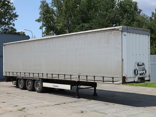 Krone SD, STANDARD, 36 TUN, 34 PALET, TŘÍSTRANNÁ SHRNOVACÍ PLACHTA, ZVEDACÍ NÁPRAVA, NÁPRAVY SAF