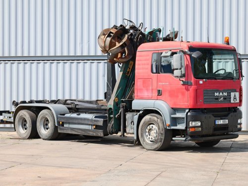 MAN TGA 28.440,  6x2, HYDRAULICKÁ RUKA OSTROJ 105 S DRAPÁKEM (MAX.8m, MAX. 2670KG), NOVÉ HYDRAULICKÉ ČERPADLO