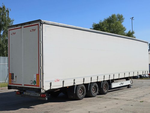 Fliegl SDS 390, LOW DECK, 34 PALET, TŘÍSTRANNÁ SHRNOVACÍ PLACHTA, HLINÍKOVÉ BOČNICE, NÁPRAVY SAF, ZVEDACÍ NÁPRAVA