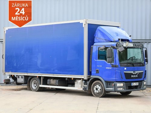 MAN TGL 7.190, 16 PALET, EURO6, HYDRAULICKÉ ČELO KOVO (1500 KG), JEDNOSTRANNÁ SHRNOVACÍ PLACHTA