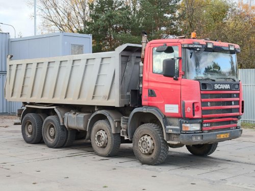 Scania R 124, 8x6, BORDMATIC, HARDOX, TŘÍSTRANNÉ SKLÁPĚNÍ, DVĚ NATÁČECÍ NÁPRAVY