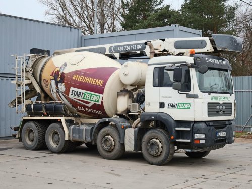 MAN TGA 32.400, 8X4, BETON MIX S DOPRAVNÍKEM 18 METRŮ, 7 CBM
