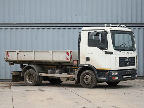 MAN TGL 8.180, 7,5 TUN, NÁSTAVBA CTS SERVIS, ŽELEZNÝ KONTEJNER, VÝŠKA HÁKU 105 cm, VŠE PLNĚ FUNKČNÍ