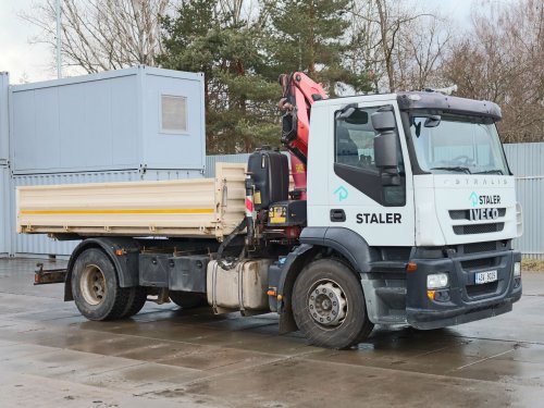 Iveco STRALIS MAGIRUS, EURO 5, 18 TUN, HARDOX, TŘÍSTRANNÉ SKLÁPĚNÍ, 5 CBM, HYDRAULICKÁ RUKA FASSI F110