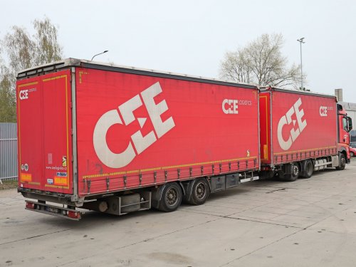 Mercedes-Benz ACTROS 2545+PŘÍVĚS PANAV, TANDEMOVÁ PRŮJEZDNÁ SOUPRAVA, 6X2, 38 PALET, EURO 6, DVOUÚROVŇOVÝ PŘÍZDVIH STŘECHY, ZVED