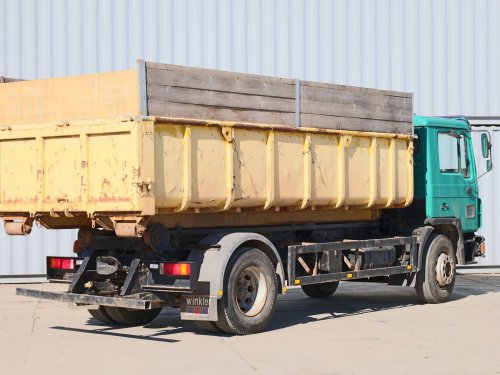 MAN LE, HÁKOVÝ NOSIČ KONTEJNERŮ, NÁSTAVBA ELLERMANN, VÝŠKA HÁKU 1,7 M, INTARDÉR, SILNÝ HARDOXOVÝ KONTEJNER