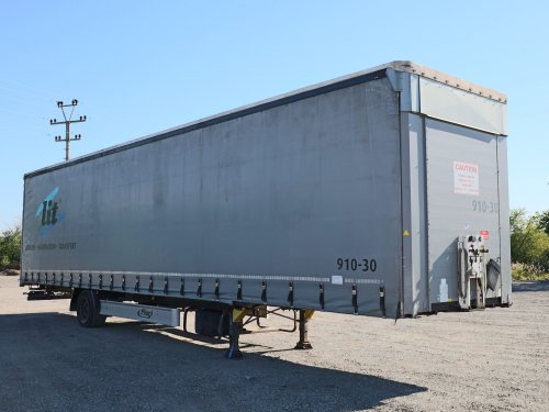 Fliegl SES 200, JEDNOOSÝ NÁVĚS, LOW DECK, 33 PALET, PŘÍZDVIH STŘECHY, NÁPRAVY SAF, TŘÍSTRANNÁ SHRNOVACÍ PLACHTA