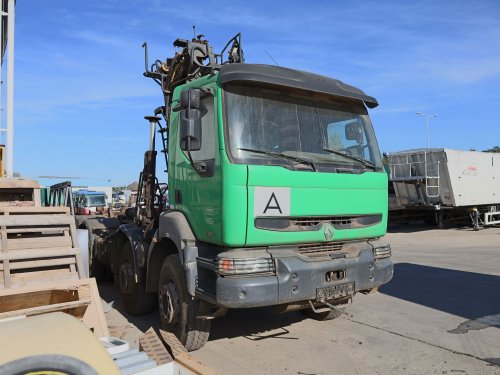 Renault KERAX 420 DCI, 8X4, HÁKOVÝ NOSIČ KONTEJNERŮ, HYDRAULICKÁ RUKA EPSILON (9,6 M, 3,48 T), DRAPÁK, TELESKOPICKÝ HÁK