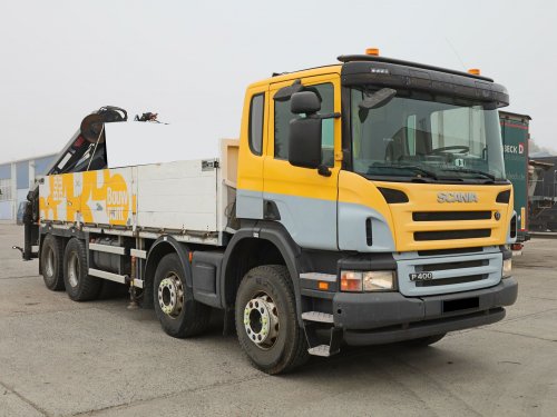 Scania P 400, 8X4, SILNÁ HYDRAULICKÁ RUKA (8,8 T, 12,6 M), ROTÁTOR, DÁLKOVÉ OVLÁDÁNÍ, PO SERVISU ZA 700 TISÍC